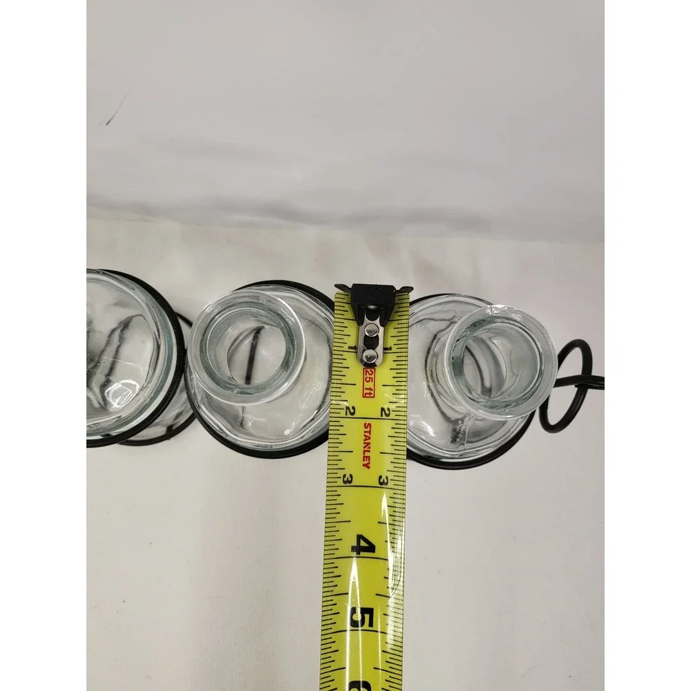 5 Piece Glass Bud Vase Set with Black Metal Wire Rack Caddy Farmhouse Decor